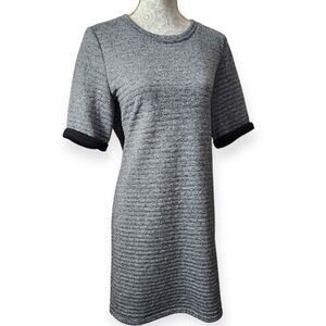 Loft Outlet Lounge Sweater Dress Short Roll-Sleeve Charcoal size Large
